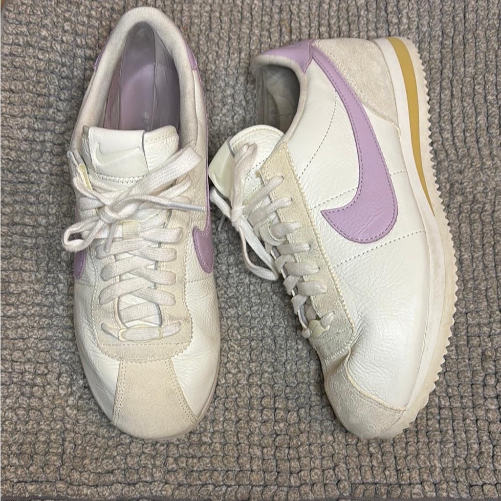 Nike White And Purple Classic Sneakers